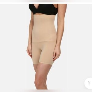 NEW SPANX Shape My Day High Waisted Mid Thigh Tummy Control Beige Shaper…